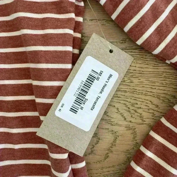 Albion Men’s Striped Hoodie Terracotta Medium $88 - Picture 4 of 6